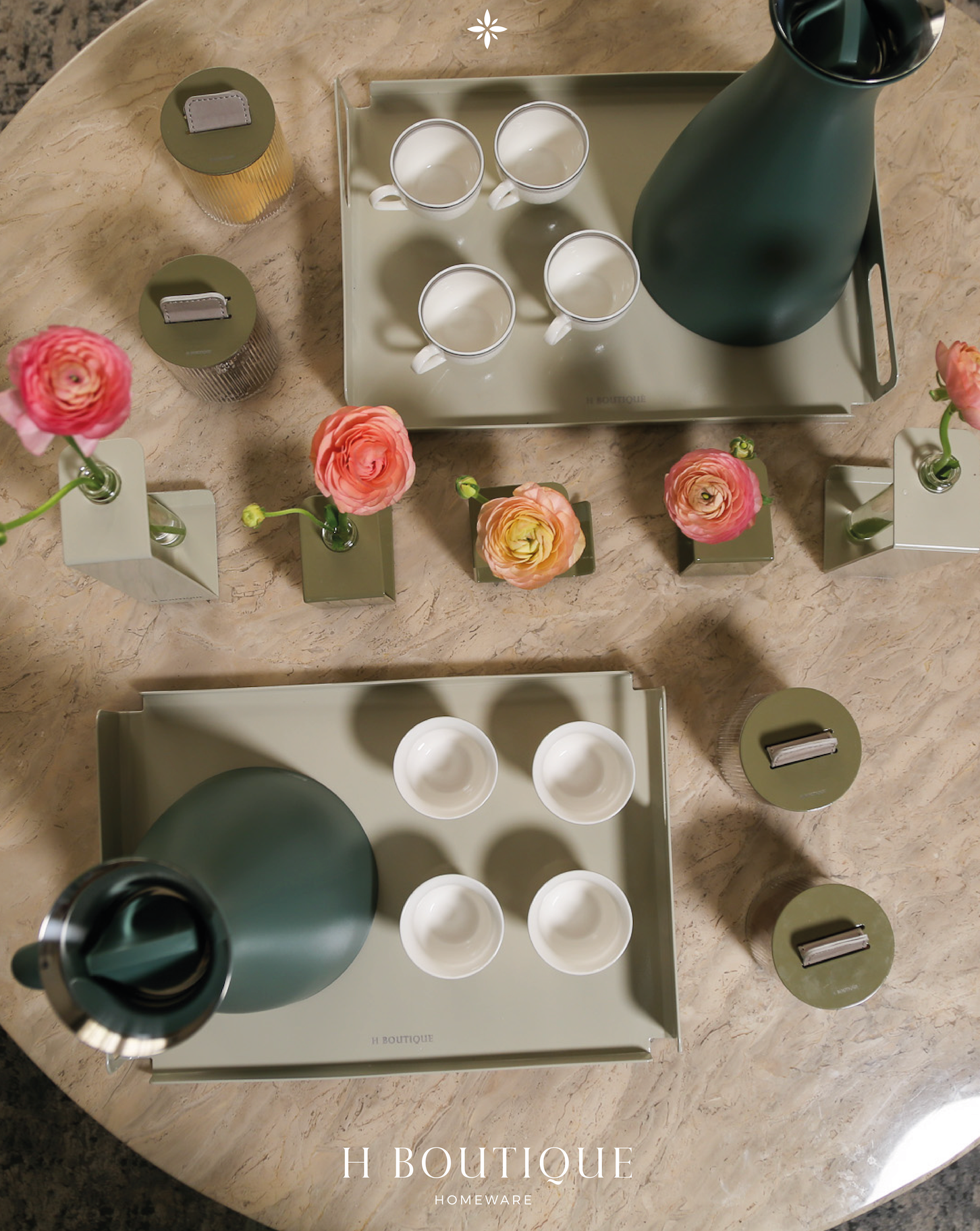 Convex Tray Olive Green SET OF 2 - M -