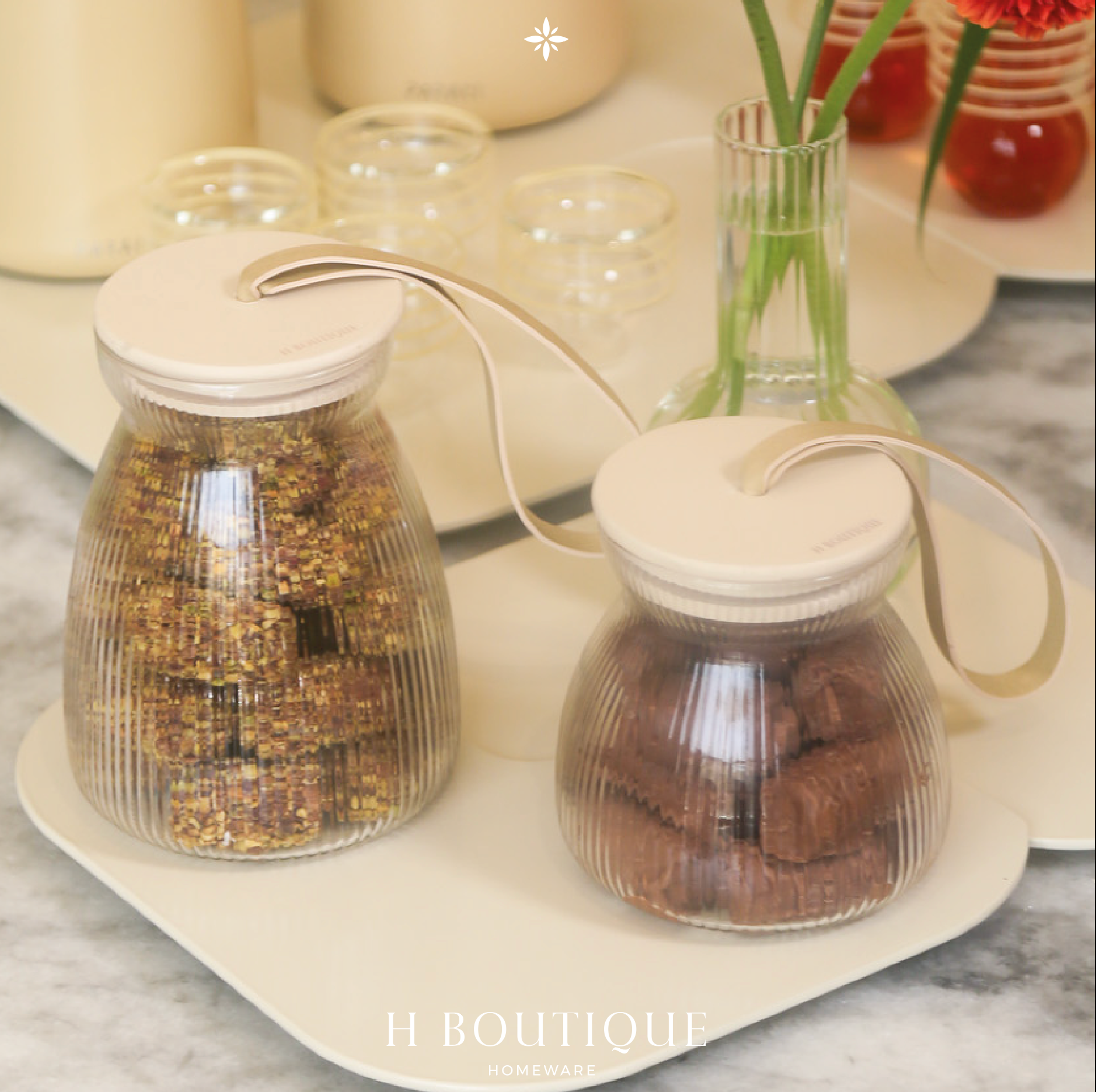 Lino Jar- Ivory veil - Set Of 2 .