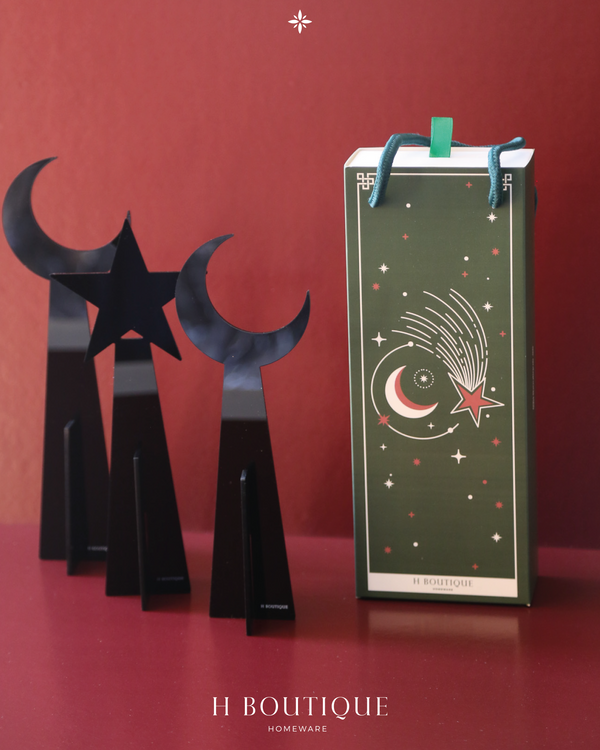 Star and Moon Table Stand - Set of 3 - Black